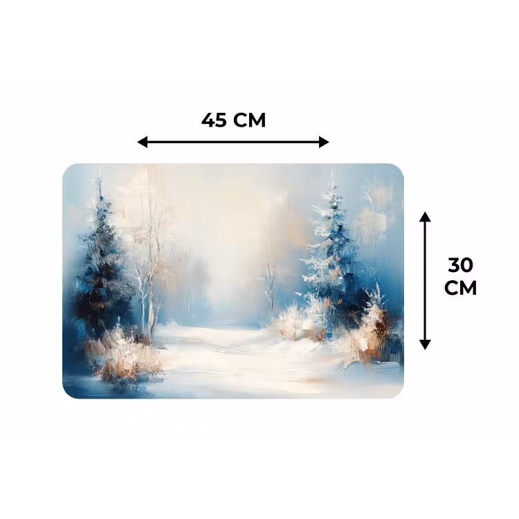 Placemat - 6 stuks - Bos - Winter - Natuur - Abstract - Sneeuw — 3