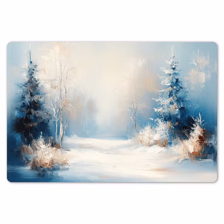 Placemat - 6 stuks - Bos - Winter - Natuur - Abstract - Sneeuw — 7
