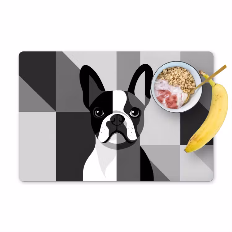 Placemat - 6 stuks - Buldog - Zwart - Abstract - Vlakken — 1