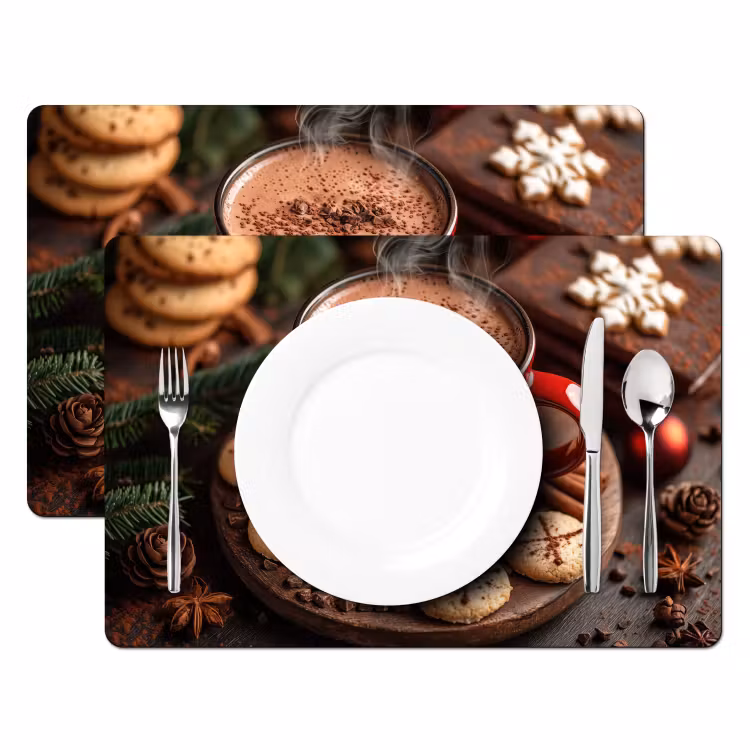 Placemat - 6 stuks - Chocolademelk - Mok - Winter - Kerst - Gezelligheid — 2