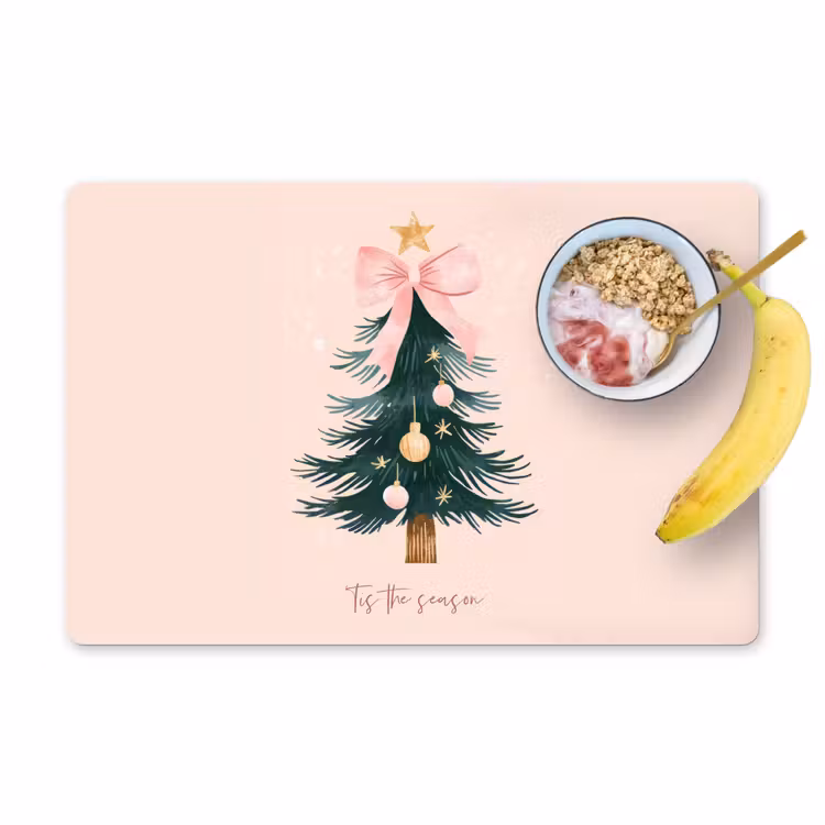 Placemat - 6 stuks - Christmas Season - Kerst - Kerstboom - Roze — 1