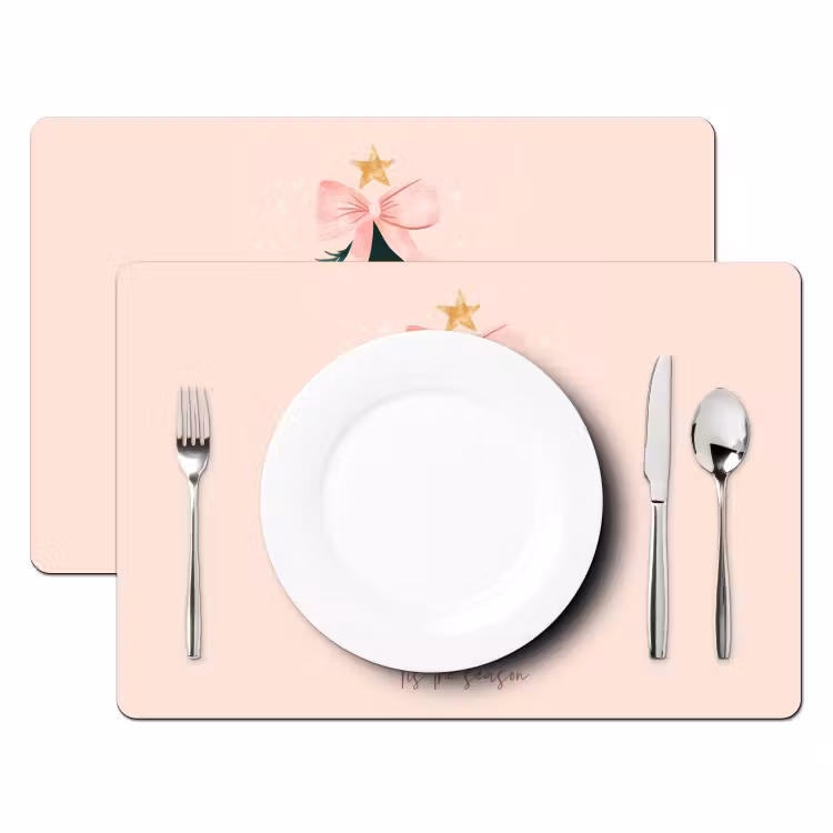 Placemat - 6 stuks - Christmas Season - Kerst - Kerstboom - Roze — 2