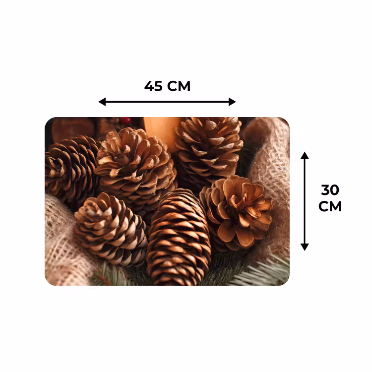 Placemat - 6 stuks - Dennenappels - Boom - Winter - Natuur - Bruin — 3