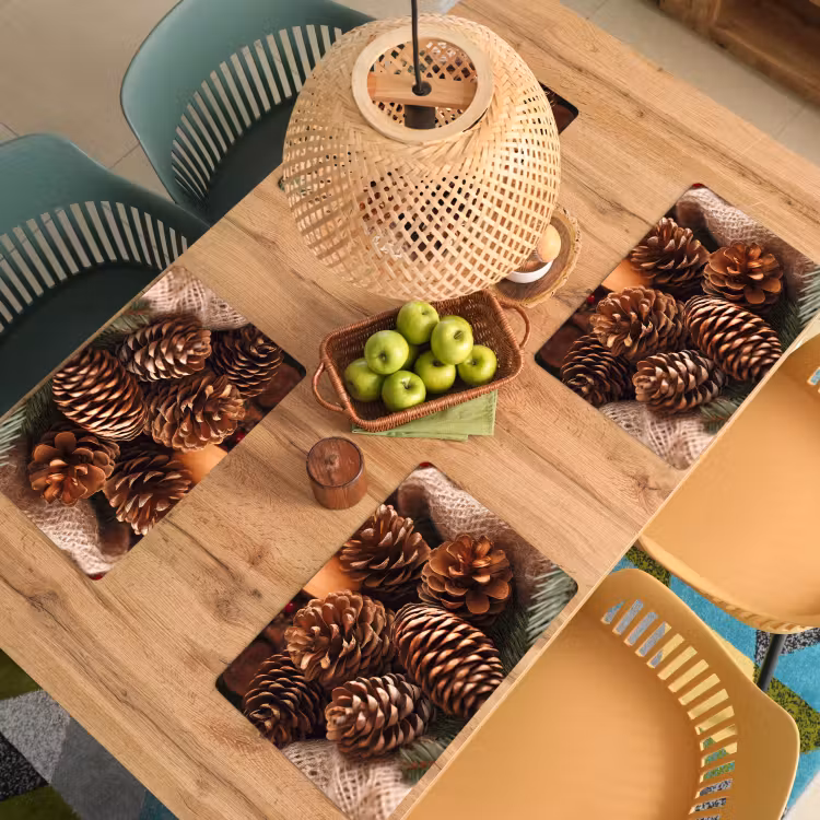 Placemat - 6 stuks - Dennenappels - Boom - Winter - Natuur - Bruin — 6