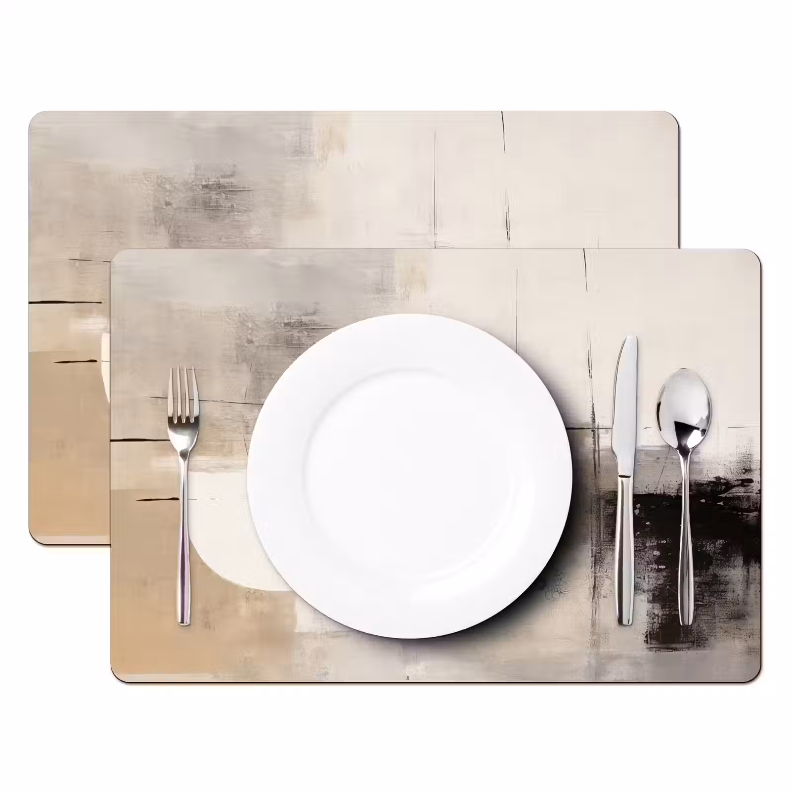 Placemat - 6 stuks - Abstract - Kunst - Grijs — 1