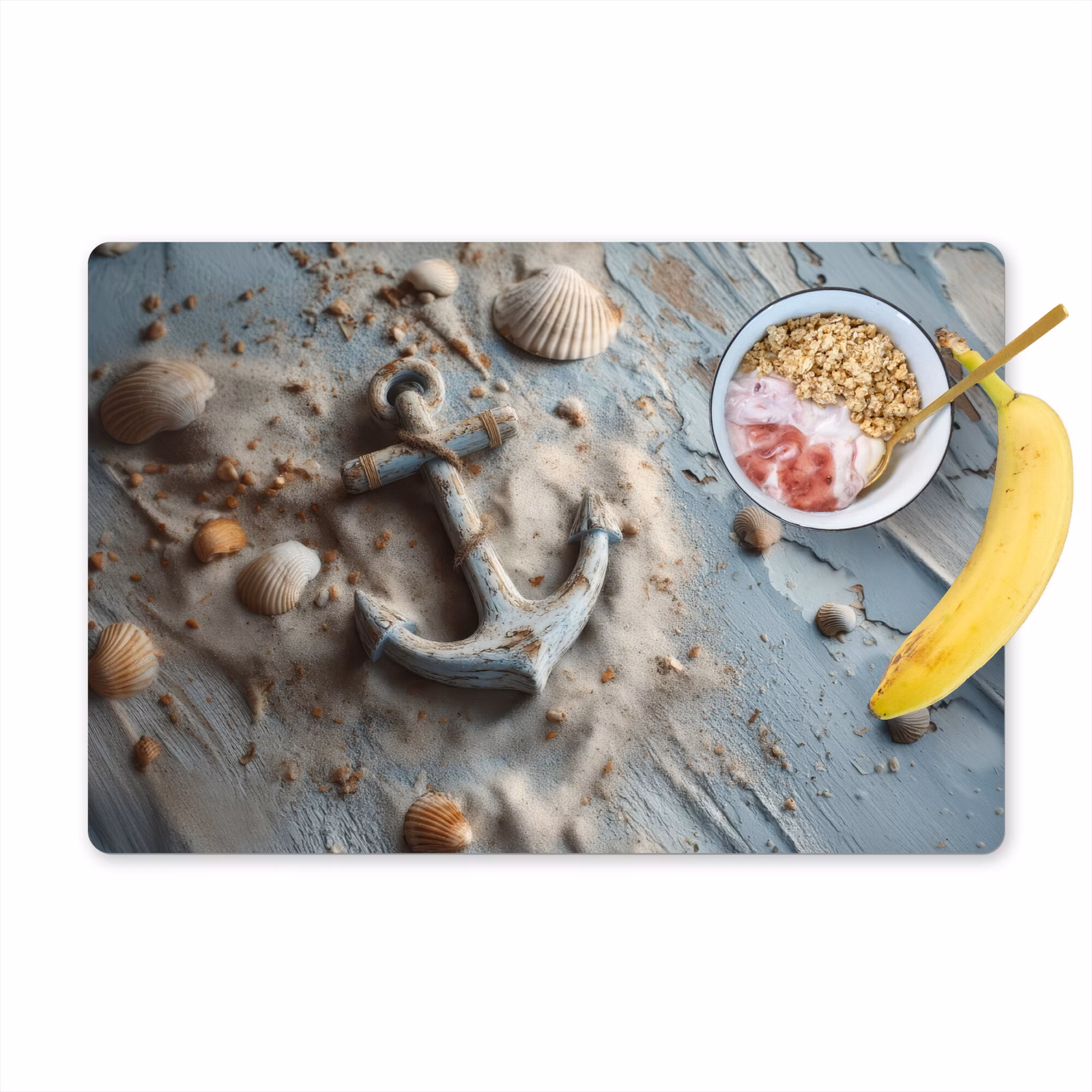 Placemat - 6 stuks - Anker - Hout - Schelpen - Zand — 1