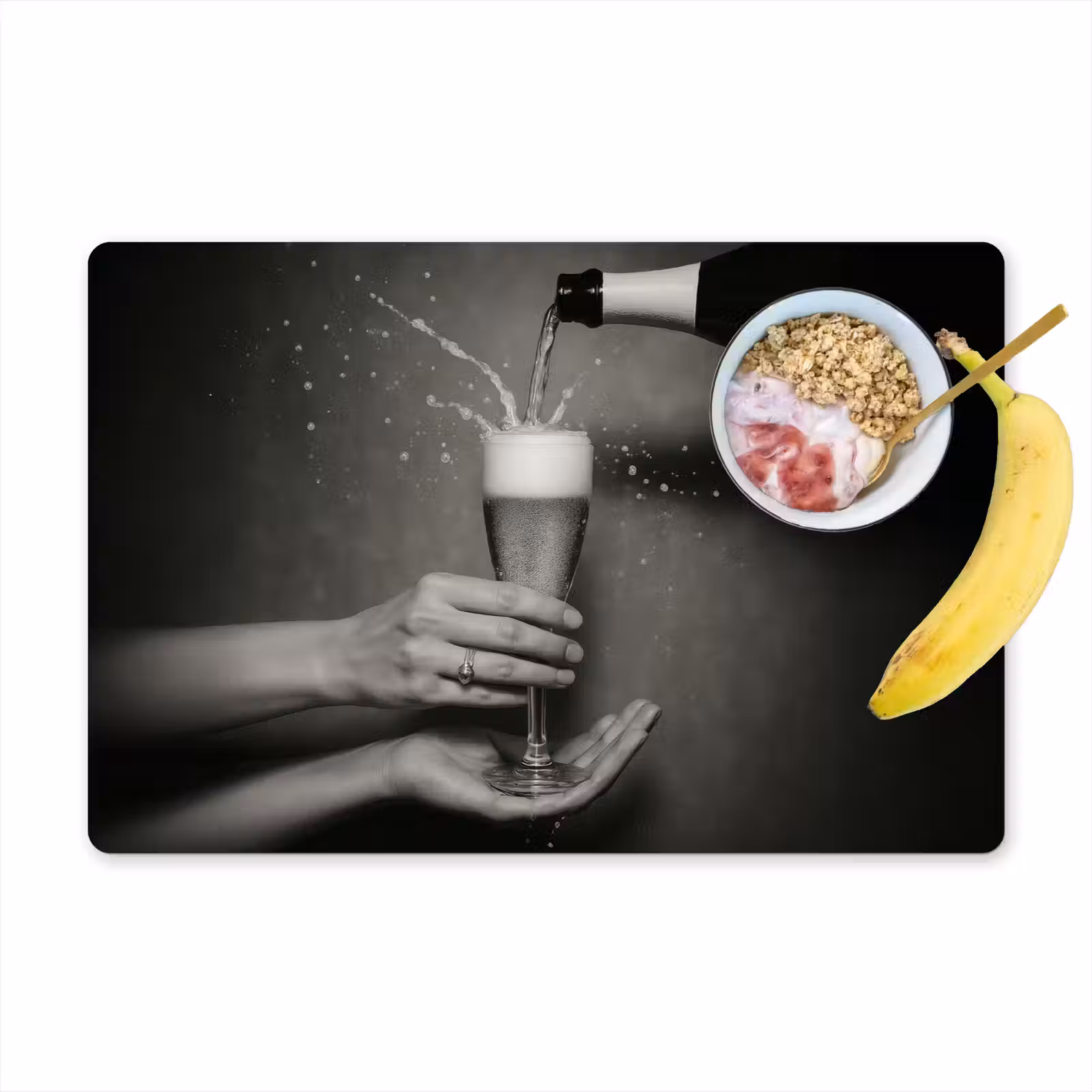 Placemat - 6 stuks - Champagnefles - Glas - Minimalistisch - Spetters — 1