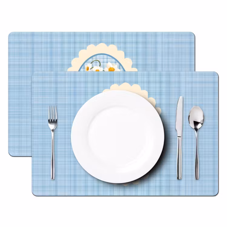Placemat - 6 stuks - Aardbeien - Lijst - Rood - Geruit — 2