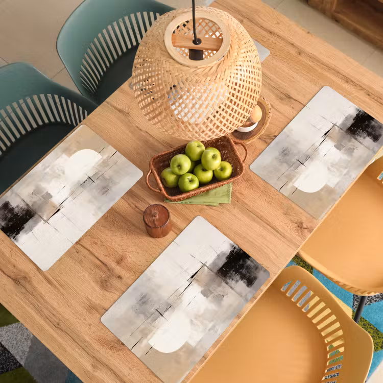 Placemat - 6 stuks - Abstract - Kunst - Grijs — 5