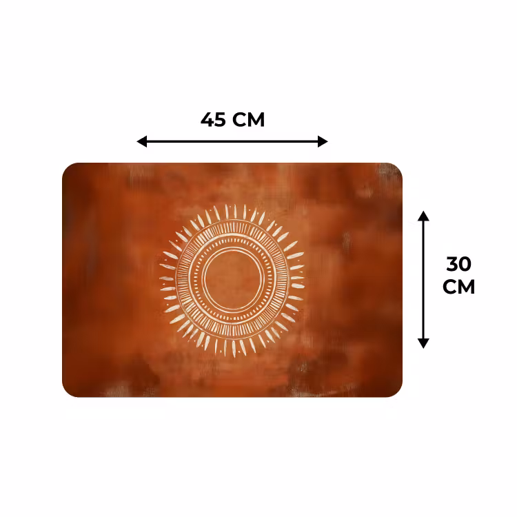 Placemat - 6 stuks - Abstract - Lijnen - Zonnestralen - Roodbruin — 3