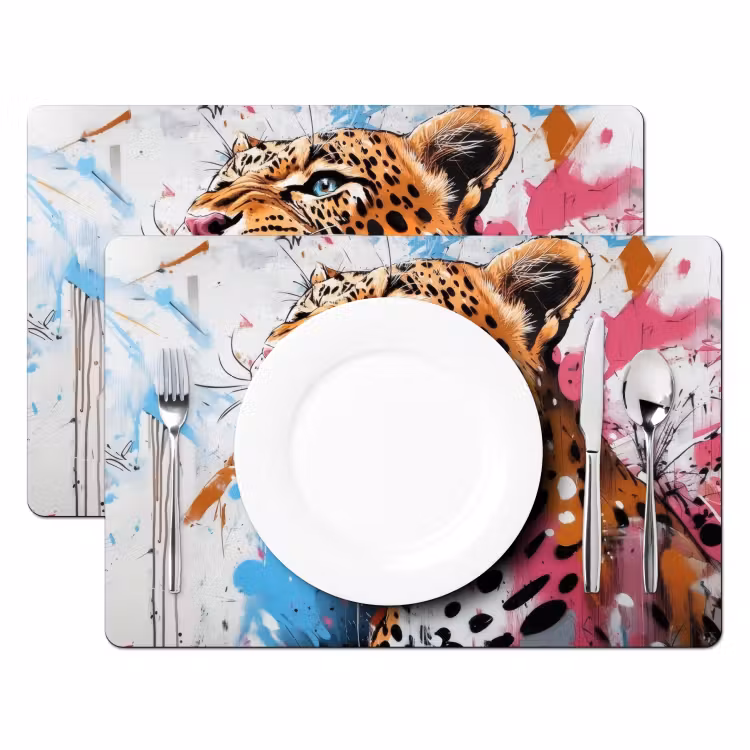 Placemat - 6 stuks - Abstract - Luipaard - Kleurrijk — 2