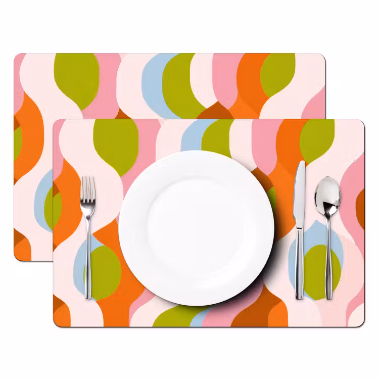 Placemat - 6 stuks - Abstract - Vormen - Roze — 2