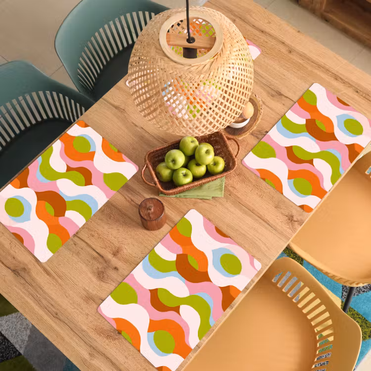 Placemat - 6 stuks - Abstract - Vormen - Roze — 6