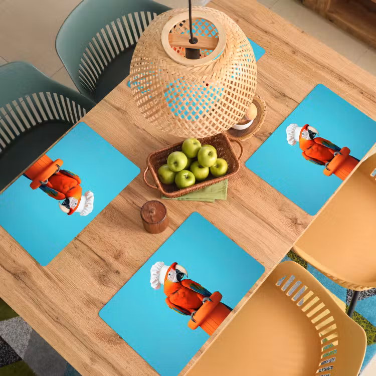Placemat - 6 stuks - Ara - Koksmuts - Sokkel - Grappig — 6