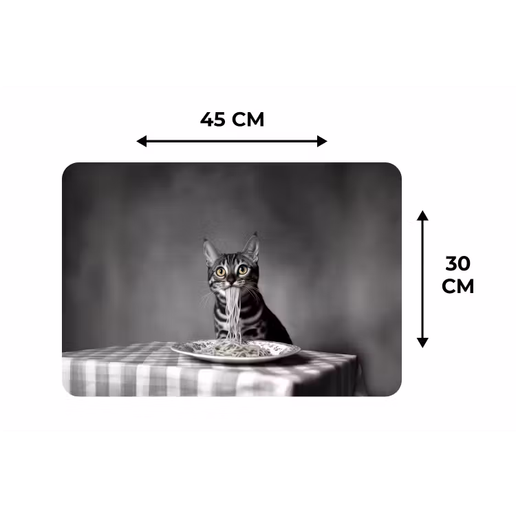 Placemat - 6 stuks - Bengaal - Kat - Tafelkleed - Zwart - Wit - Dier — 3