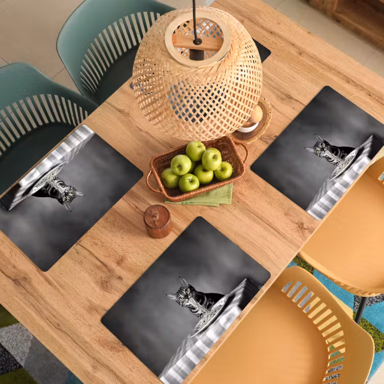 Placemat - 6 stuks - Bengaal - Kat - Tafelkleed - Zwart - Wit - Dier — 6