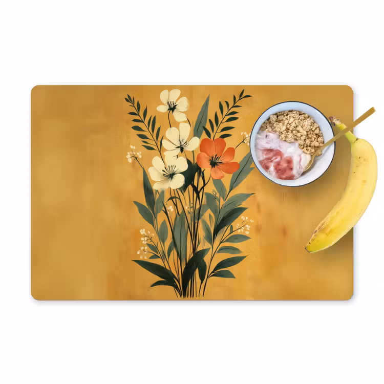 Placemat - 6 stuks - Bladeren - Boeket - Bloemen - Geel — 1