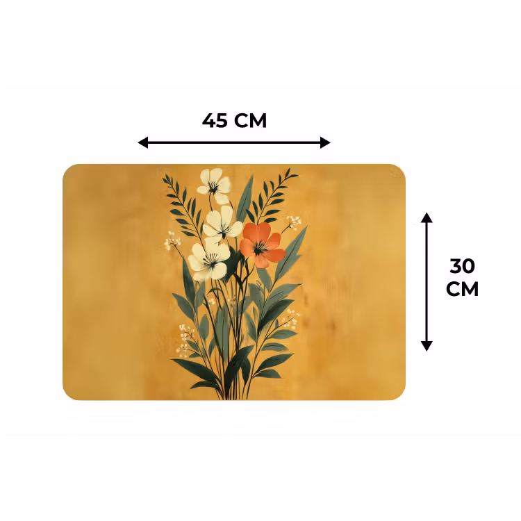 Placemat - 6 stuks - Bladeren - Boeket - Bloemen - Geel — 3