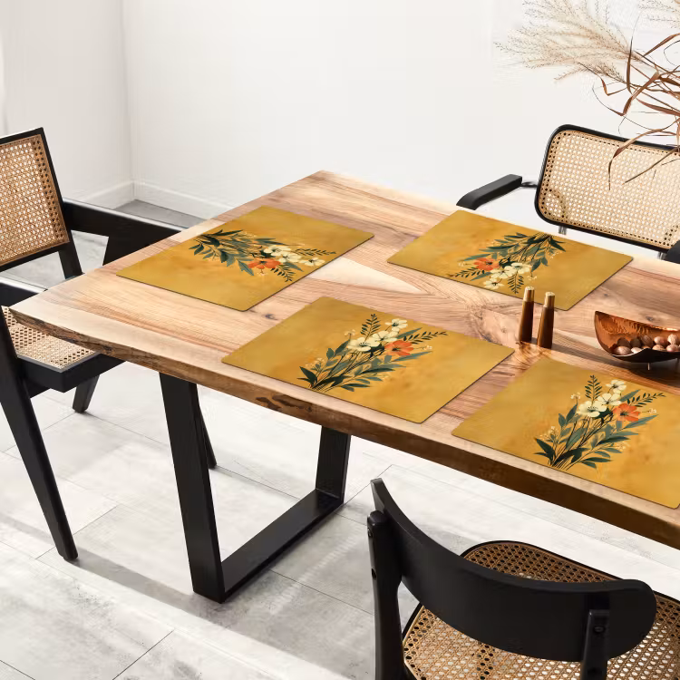 Placemat - 6 stuks - Bladeren - Boeket - Bloemen - Geel — 5