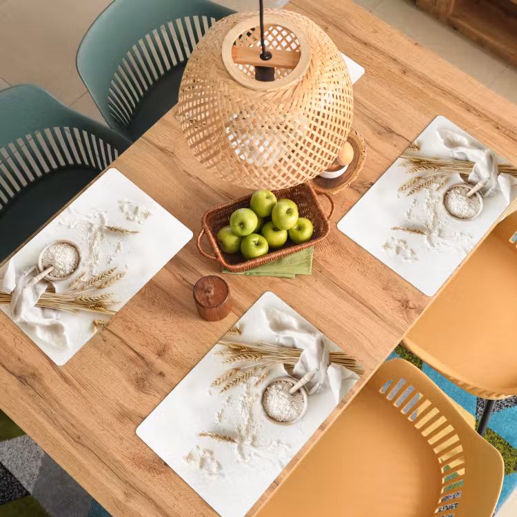 Placemat - 6 stuks - Bloem - Hout - Tarwe — 6