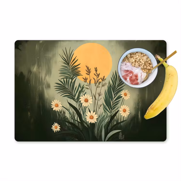 Placemat - 6 stuks - Bloemen - Bladeren - Zon - Groen — 1