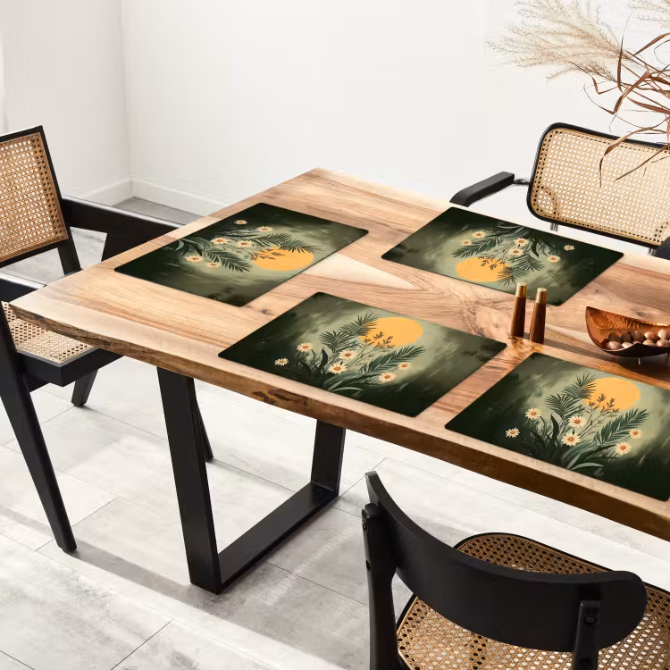 Placemat - 6 stuks - Bloemen - Bladeren - Zon - Groen — 5