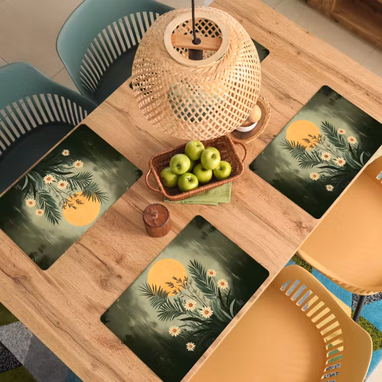 Placemat - 6 stuks - Bloemen - Bladeren - Zon - Groen — 6