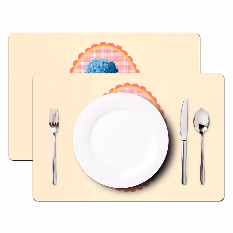 Placemat - 6 stuks - Bloemen - Blauw - Lijst - Bladeren — 2