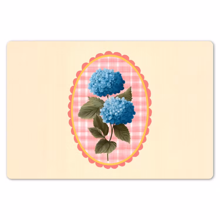 Placemat - 6 stuks - Bloemen - Blauw - Lijst - Bladeren — 7