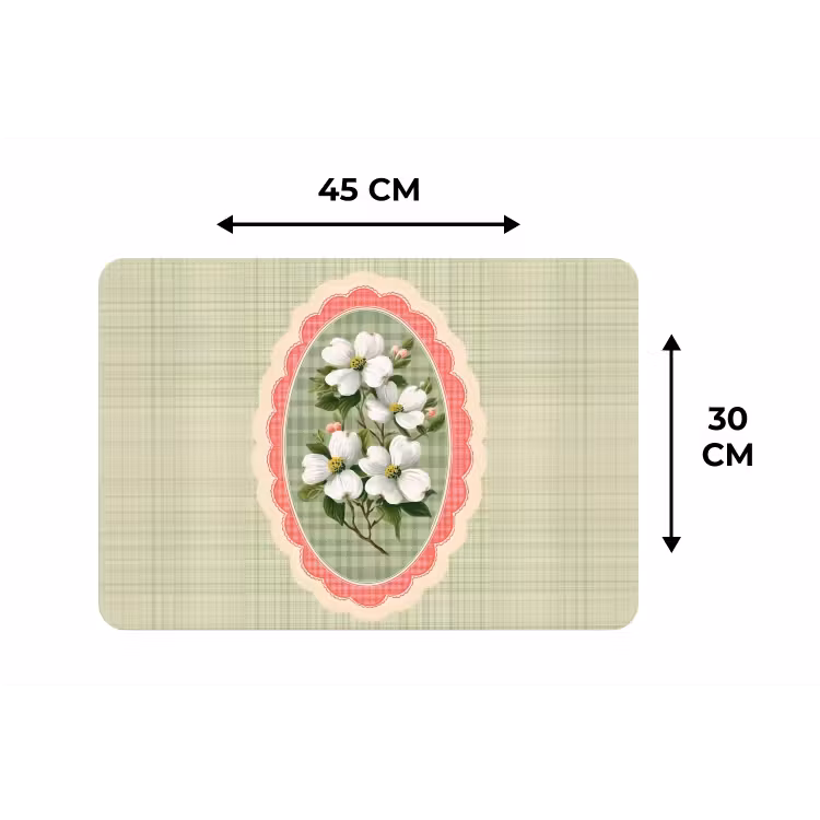 Placemat - 6 stuks - Bloemen - Illustratie - Geruit - Groen — 3