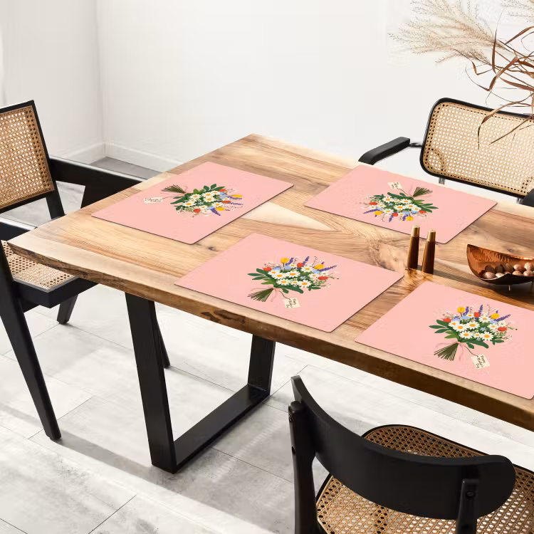 Placemat - 6 stuks - Bloemen - Lint - Kaartje — 5