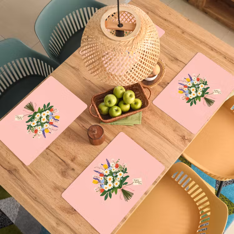 Placemat - 6 stuks - Bloemen - Lint - Kaartje — 6