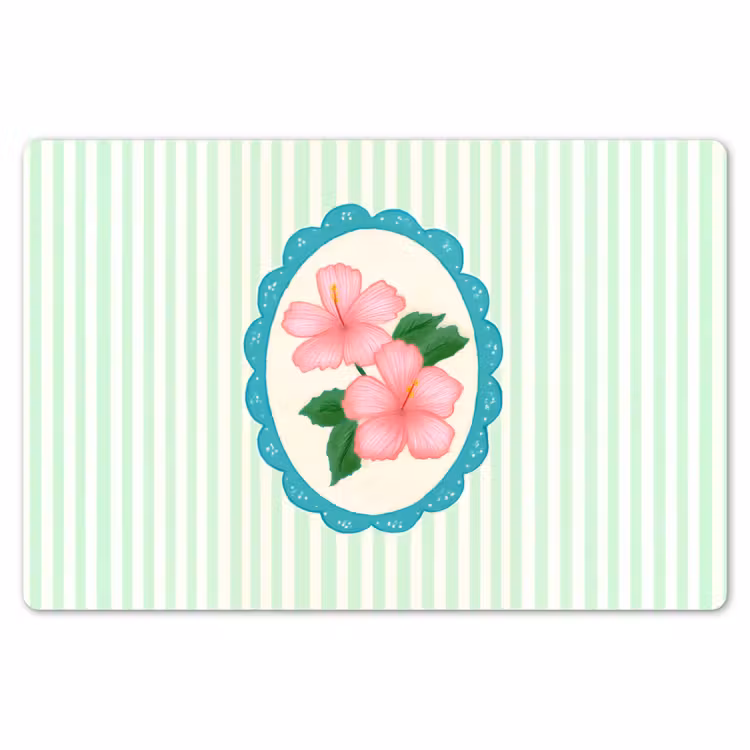 Placemat - 6 stuks - Bloemen - Ovaal - Strepen - Groen — 7