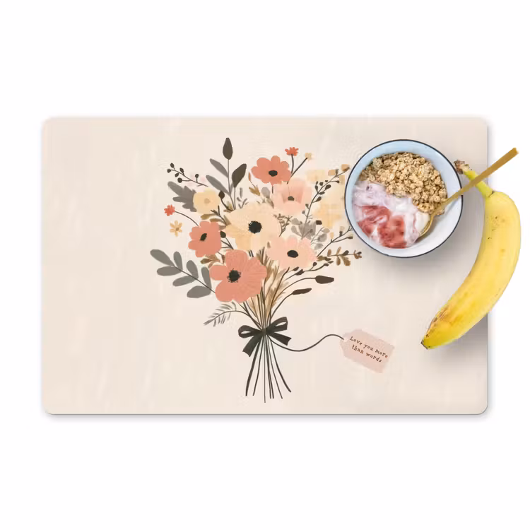 Placemat - 6 stuks - Bloemen - Quote - Beige - Lint — 1