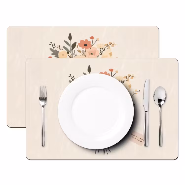 Placemat - 6 stuks - Bloemen - Quote - Beige - Lint — 2