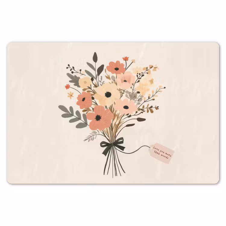 Placemat - 6 stuks - Bloemen - Quote - Beige - Lint — 7