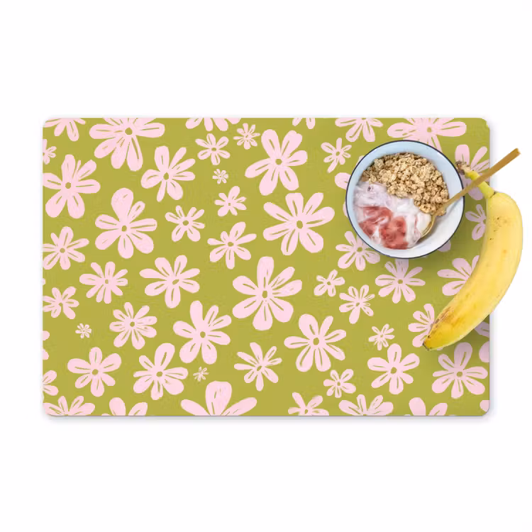 Placemat - 6 stuks - Bloemen - Roze - Getekend - Patroon — 1