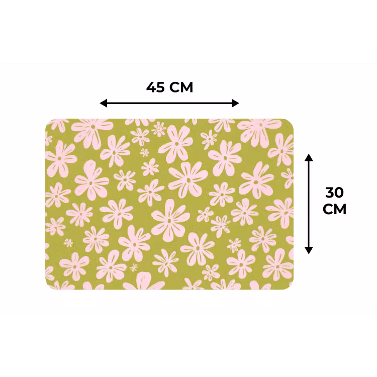 Placemat - 6 stuks - Bloemen - Roze - Getekend - Patroon — 3
