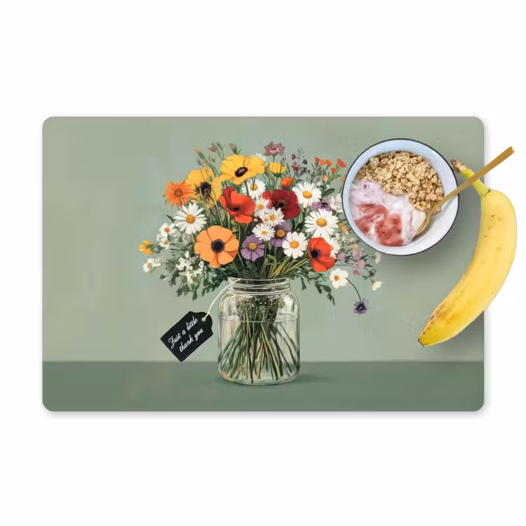 Placemat - 6 stuks - Bloemen - Vaas - Kaartje — 1