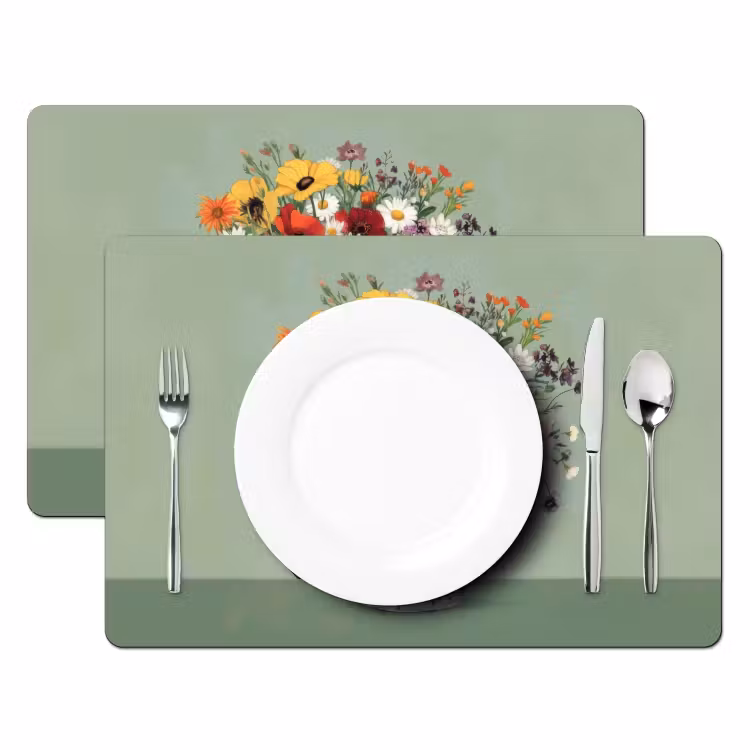 Placemat - 6 stuks - Bloemen - Vaas - Kaartje — 2