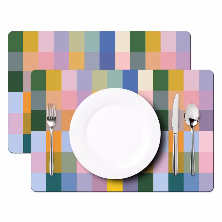 Placemat - 6 stuks - Blokken - Vierkant - Patroon - Gekleurd — 2