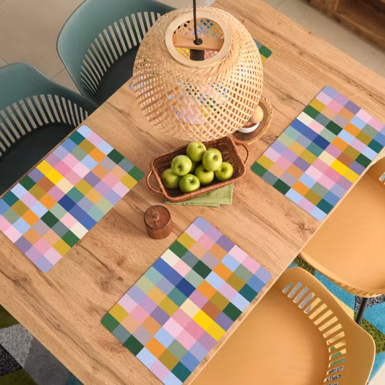 Placemat - 6 stuks - Blokken - Vierkant - Patroon - Gekleurd — 6