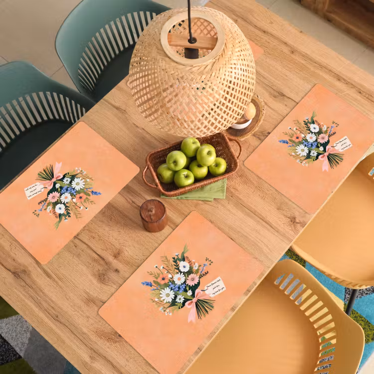 Placemat - 6 stuks - Boeket - Strikje - Quote — 6