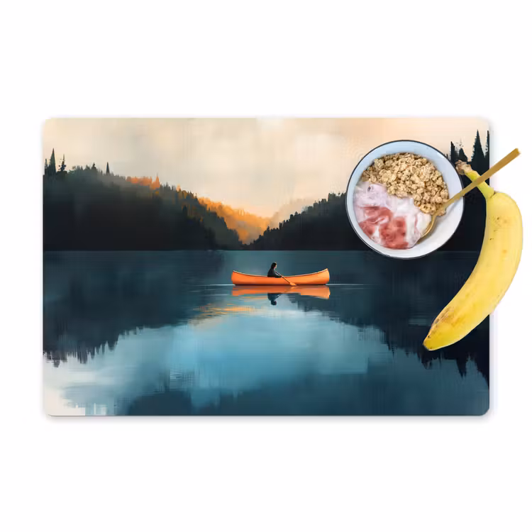 Placemat - 6 stuks - Bossen - Meer - Kano - Oranje — 1