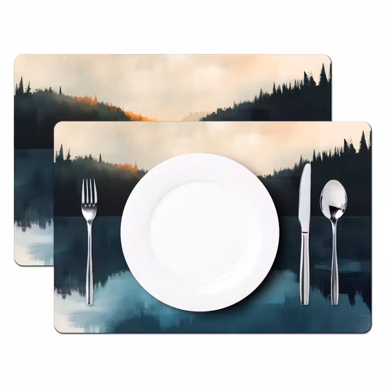 Placemat - 6 stuks - Bossen - Meer - Kano - Oranje — 2