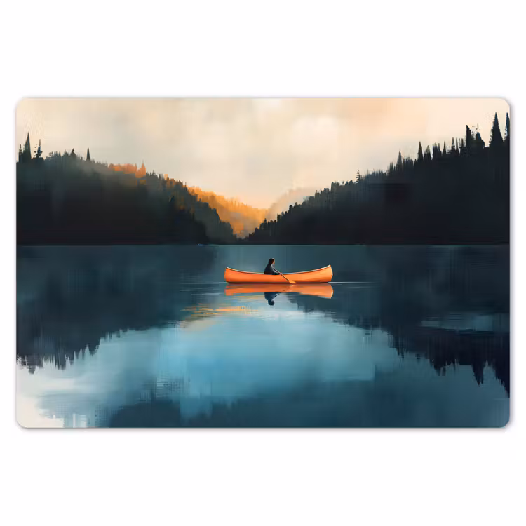 Placemat - 6 stuks - Bossen - Meer - Kano - Oranje — 7