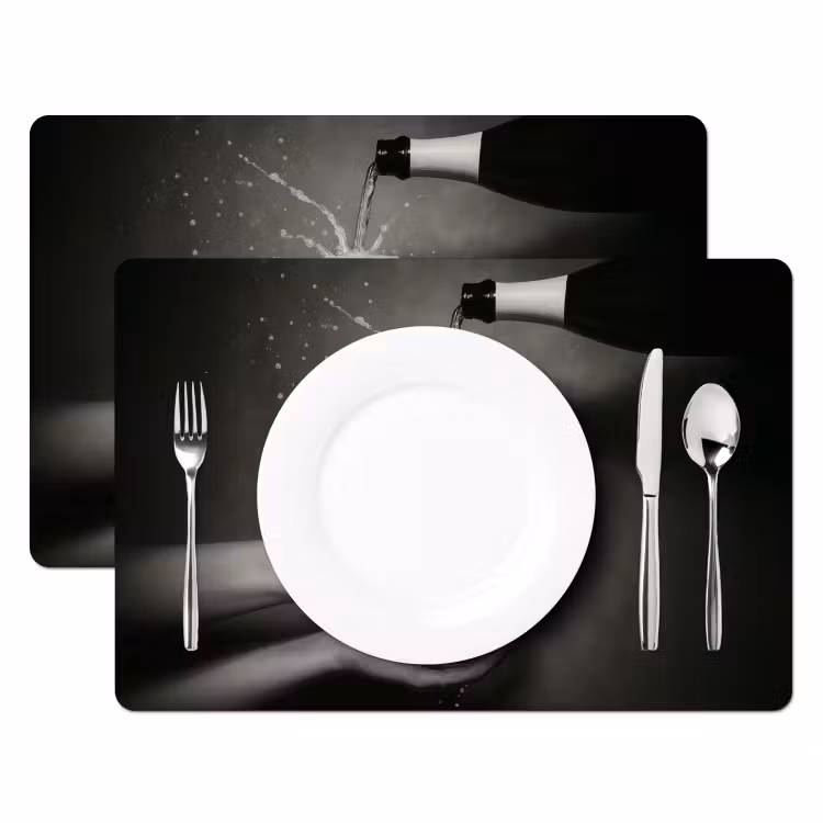Placemat - 6 stuks - Champagnefles - Glas - Minimalistisch - Spetters — 2