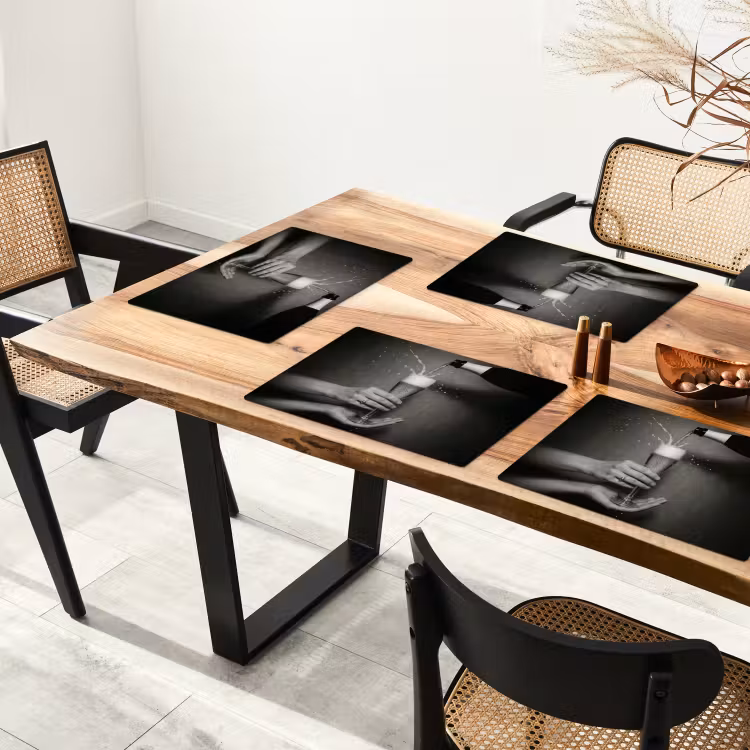 Placemat - 6 stuks - Champagnefles - Glas - Minimalistisch - Spetters — 5