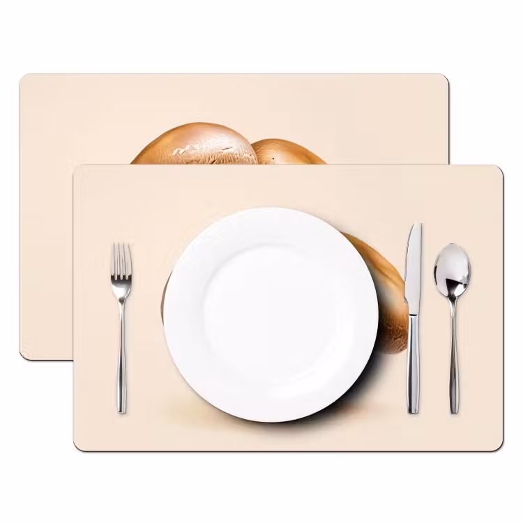 Placemat - 6 stuks - Champignons - Zacht - Beige — 2