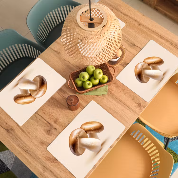 Placemat - 6 stuks - Champignons - Zacht - Beige — 6